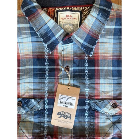 MERIDIAN LINE Men’s Large Plaid Multi Colored Long Sleeve - Picture 2 of 7